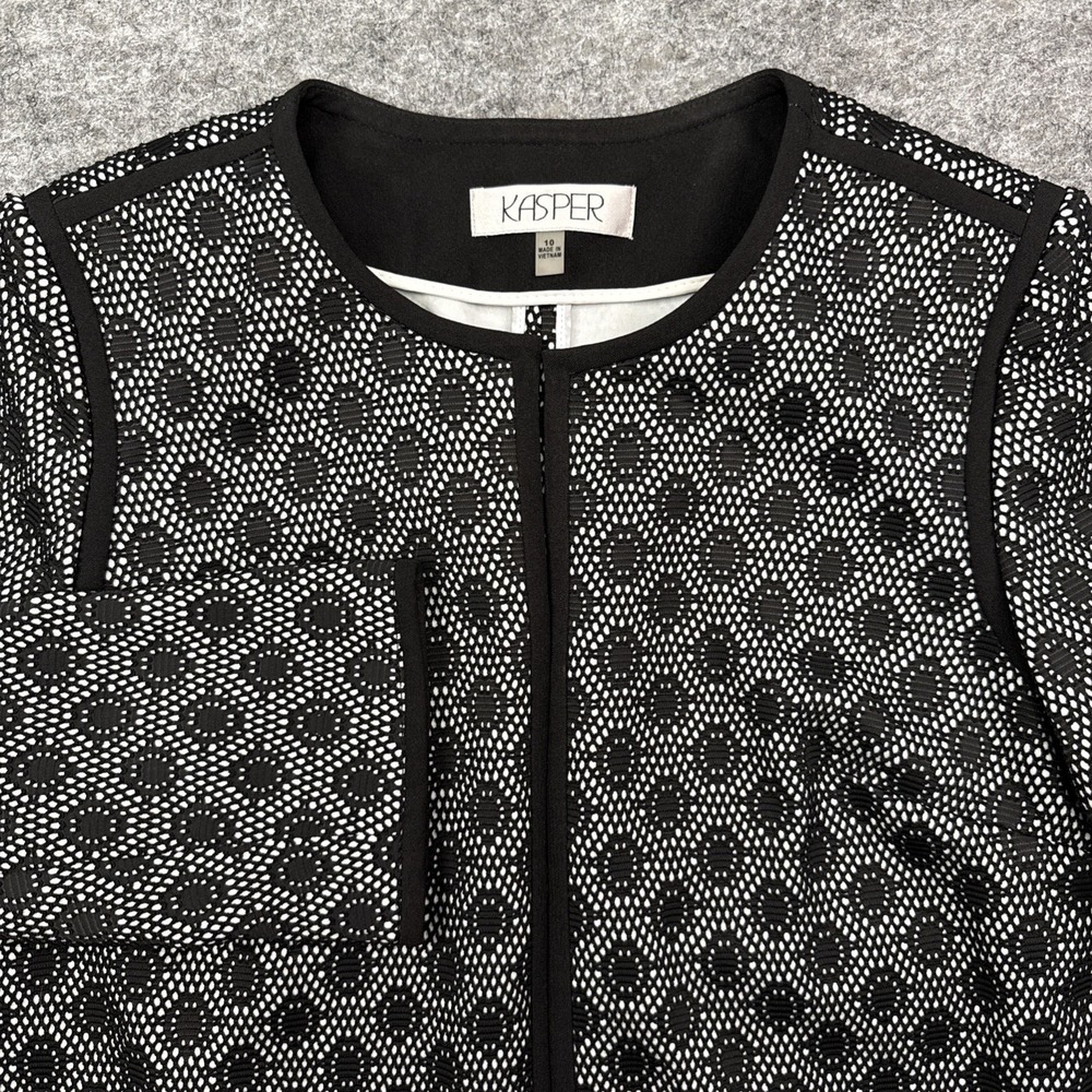 Kasper blazer women's 10 black lace overlay floral eyelet formal career wedding